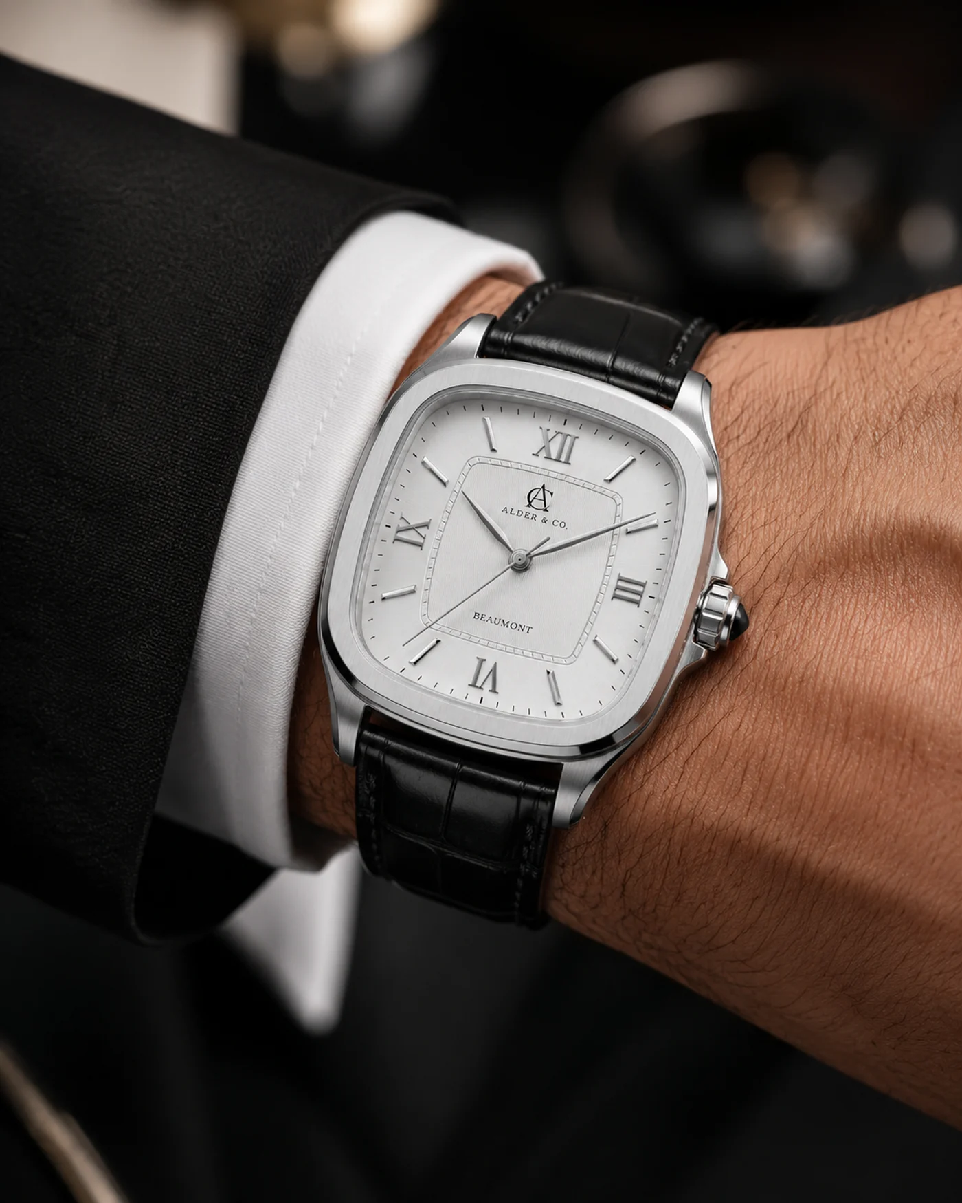 The Beaumont worn on the wrist at the beach